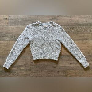 No Boundaries juniors size XL gray sparkle soft fuzzy long sleeve crop sweater